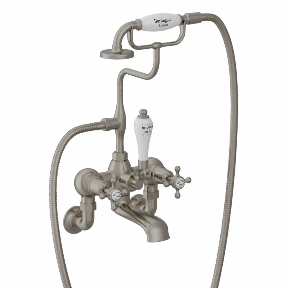 Claremont bath shower mixer - wall mounted brushed nickel